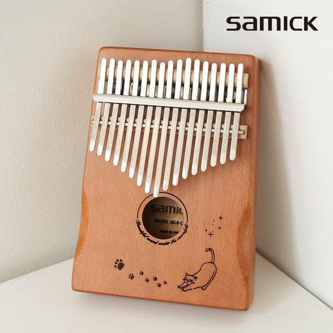 삼익 칼림바 SKLB-17 고양이 올솔리드 마호가니 17키 음계각인 일러스트 디자인, 1개