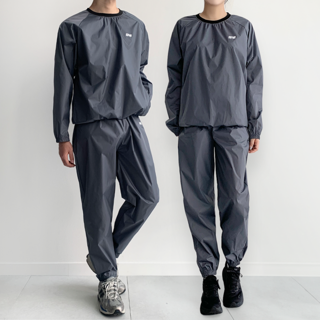 하바우 남여공용 이지 다이어트 헬스 런닝 땀복 세트