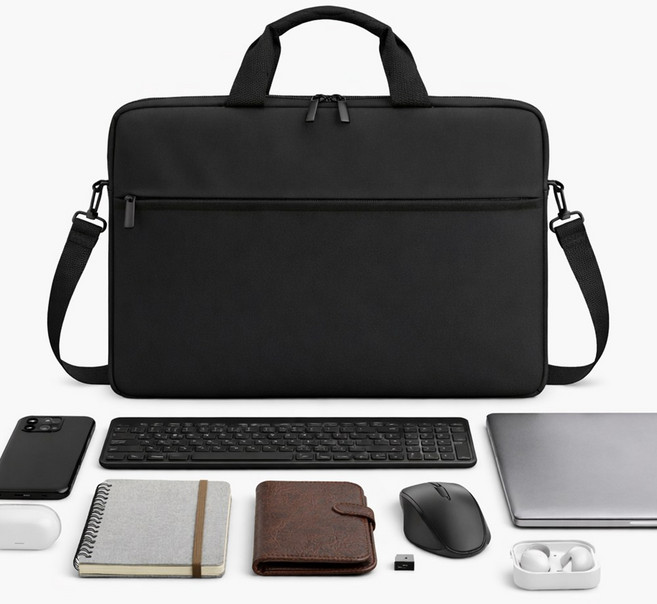 앙플러스 튼튼한 대용량 노트북 파우치 가방, 블랙, 1개