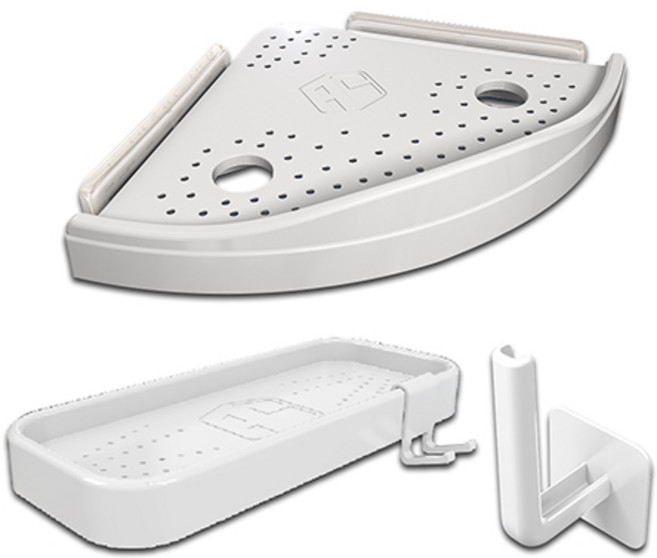 [TV홈쇼핑 정품] 알파락 매직코너 욕실 코너선반 코너선반2개 + 일자선반 1개 + 만능걸이 2개, 코너선반 2개 + 일자선반 2개 + 만능걸이 4개