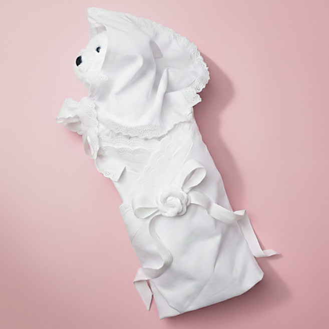 티큐 강아지 고양이 반려동물 무지개옷 엔젤 레이스 순면 수의싸개 모자 세트 E639, 1세트