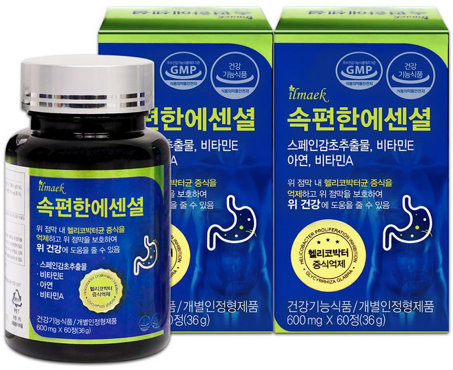 일맥 속편한에센셜 위건강 헬리코박터균 증식억제 한의사개발 위에좋은 건강기능식품, 60정, 3개