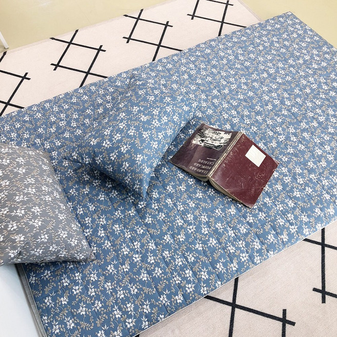 100% 국내생산 포시즌 사계절 플로라 누빔 요커버, 플로라 네이비