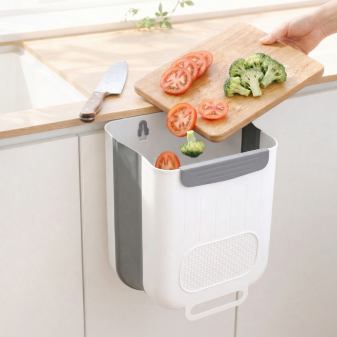 공온 접이식 걸이 대용량 음식물 쓰레기통, 1개, 화이트