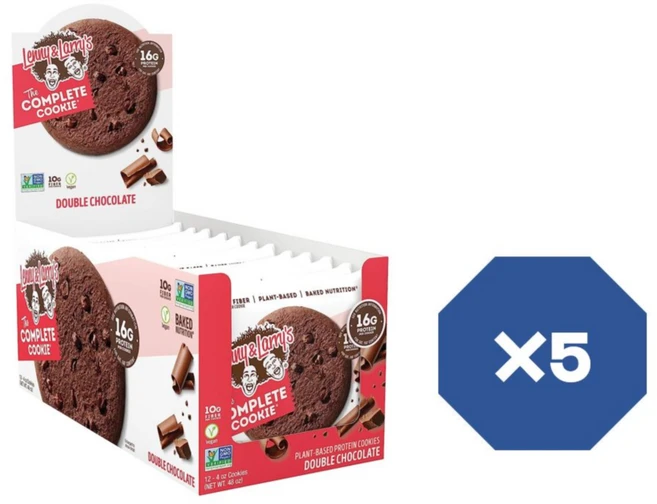 Lenny & Larrys The Complete Cookie 더블 초콜릿 4oz 1팩에 12개입 X5 식물성 단백질 비건 쿠키 - 쿠팡