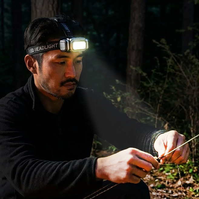 분리형 20W LED 충전식 움직임감지 헤드랜턴 자석부착 C타입 생활방수, 블랙, 2개