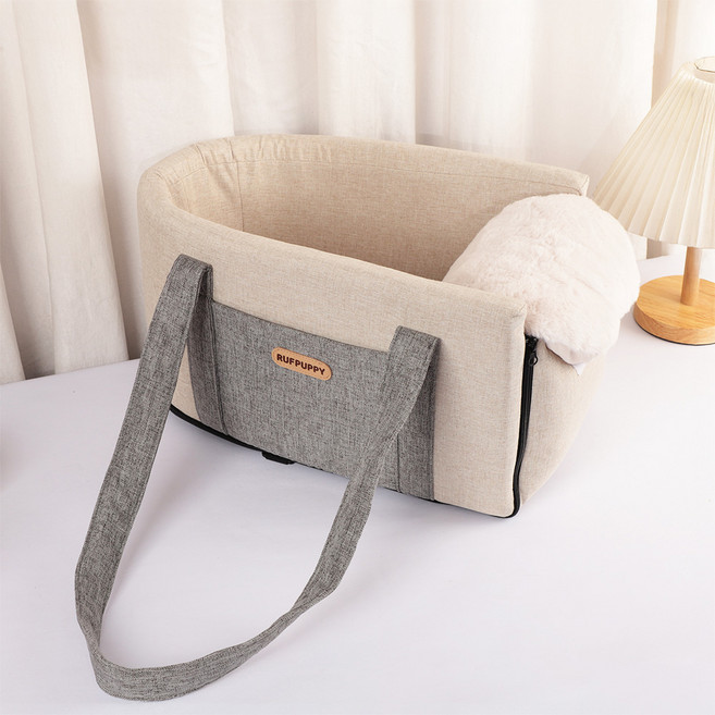 RUFPUPPY 강아지 카시트 반려견 콘솔박스 이동가방 드라이빙킷, 1개, 카키색