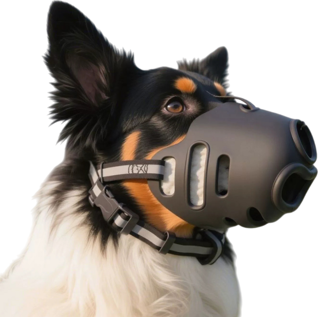 MASON 대 중 소형견 크기조절 자유호흡 안전고정 입마개, 1개, 블랙25cm(M)