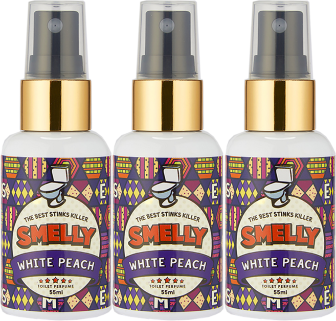 스멜리(SMELLY) 화장실용 탈취제 방향제 토일렛퍼퓸 화이트피치, 55ml, 3개
