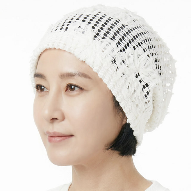 비니 망사 엔틱 격자 레이스 여름 중년여성 모자 두건 플라워 큐빅 화려한 할머니