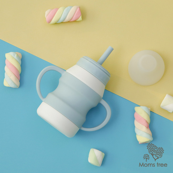 맘스트리 마시멜로 실리콘 빨대컵 어린이집준비물 유아컵, 크림소다, 1개