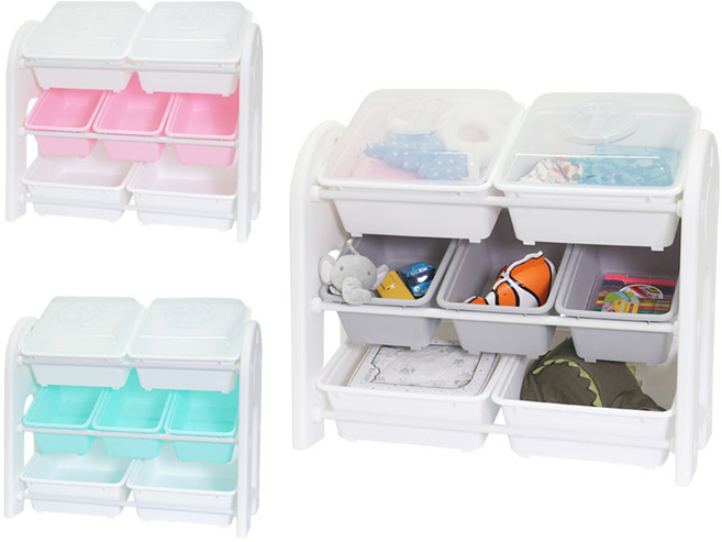 [루나스토리] 59cm 미니 정리함 장난감 베이비룸 수납 3단 정리함 (3종), 그레이, 1개