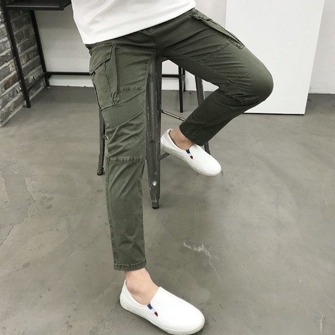 용된다 남자 봄가을 절개 빅사이즈 밴딩 카고 면바지