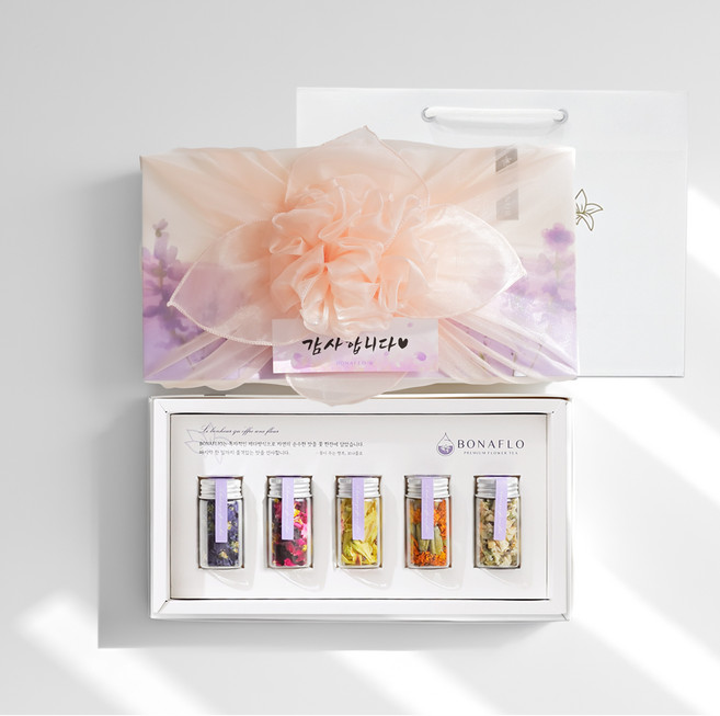국산 꽃차 5종 선물세트+쇼핑백 생일선물 어버이날 스승의날 메리골드 장미 꽃차, 1개, BEST