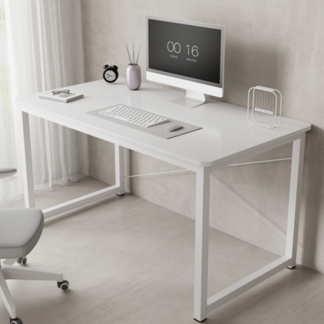 kurua 튼튼한 다용도 1인용 컴퓨터 책상 원각 안전 테이블, 흰색