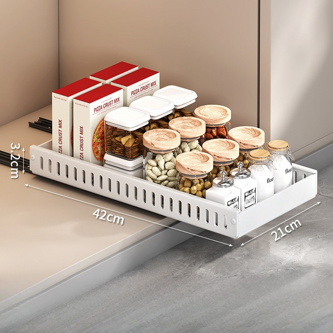 [SMTBOX] 길이조절 가능한 무타공 슬라이딩 후라이팬 정리대, 1개, 화이트