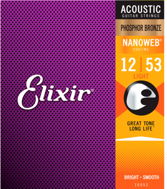 [이에스피] 엘릭서 통기타 스트링 나노웹 포스포 브론즈 미국생산 정품, 16052 라이트 012-053, 1개