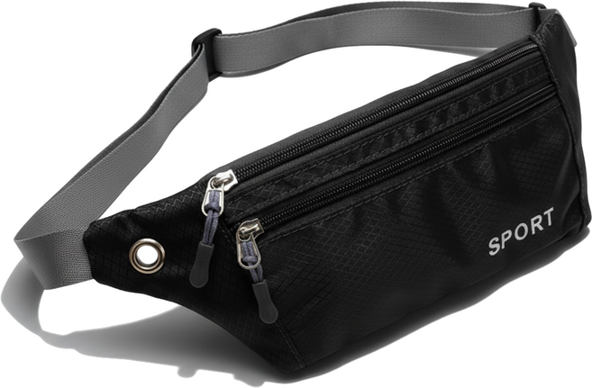 애틱트 더블 주머니 등산 러닝 벨트 허리 가방 힙색, 블랙, 1개