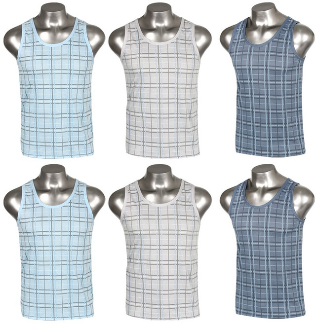 젤로스 남성용 체크민소매 런닝 6종세트