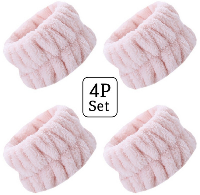 Ludia 부드러운 세안 손목밴드(4개 1세트), 인디핑크, 4개