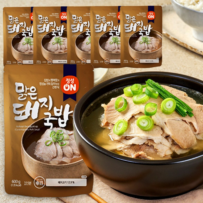 [오늘오픈] 집에서먹자 프리미엄 맑은 돼지국밥 600g 3팩 6팩 고기만 푸짐한 간편조리 밀키트 냉동, 6개