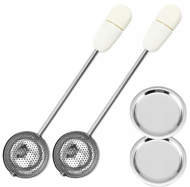 리브문 304 스텐 차 거름망 티 인퓨저 차망 볼 (회전형), 2개, 화이트