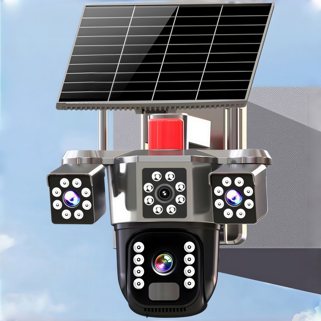 太陽能攝影機 360度全景監控 雙向語音 AI人形跟拍 10倍變焦 CCTV安全攝影機, 1個, 360全景-太陽能監視器（4G版插sim卡）