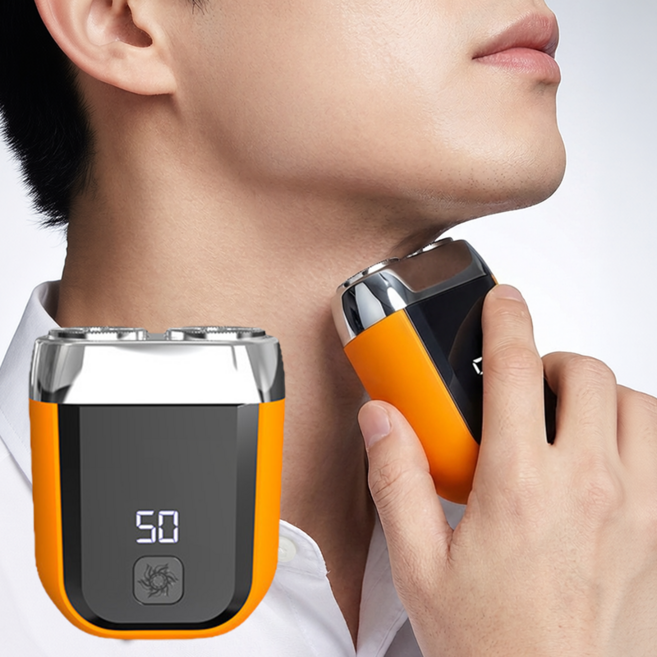 Nicoliley 남자 전기면도기 생활방수 듀얼 헤드 전동면도기 여행용 휴대용, 오렌지, 1