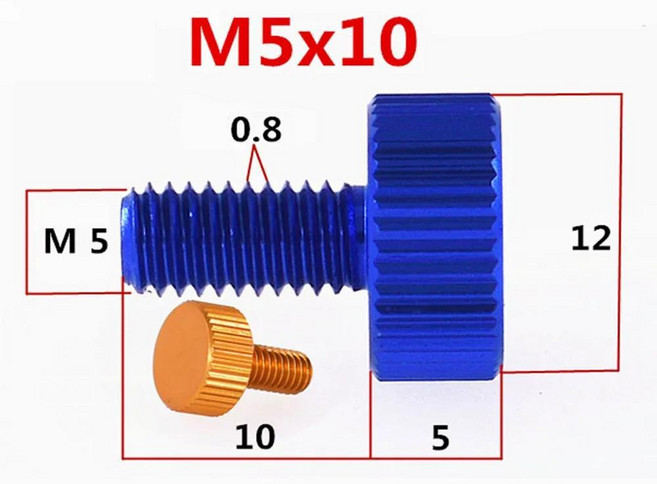 10Pcs/1Pcs M5x10mm/8mm /6mm 다채로운 알루미늄 합금 플랫 헤드 널링 핸드 엄지 나사 컴퓨터 케이스에 대, 08 Golden, 06 M5x6mm 1Pcs