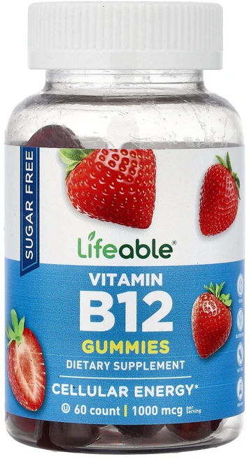 아이허브 비타민B12 구미젤리 무설탕 딸기 맛 1000mcg 60개(개당 500mcg), LFB73075 - 쿠팡