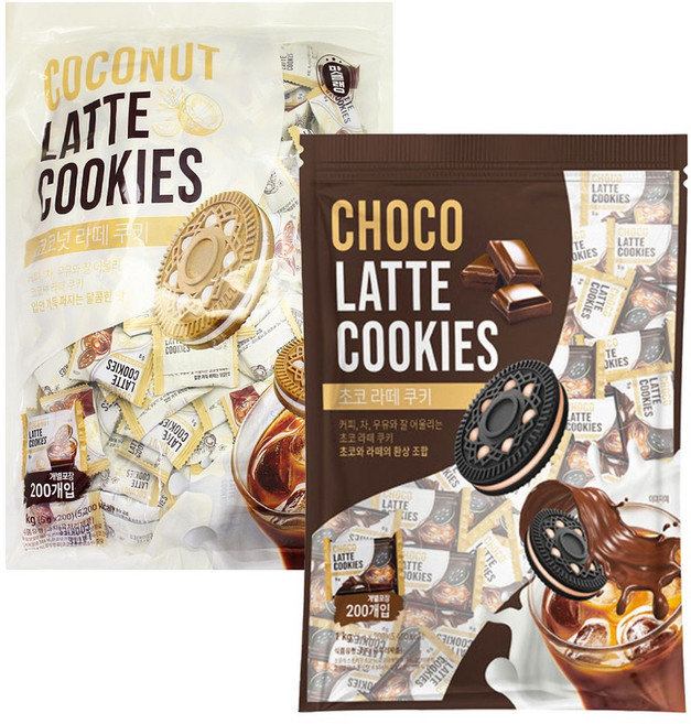 코코넛 라떼쿠키 + 초코 라떼쿠키 2kg 1세트, 1개