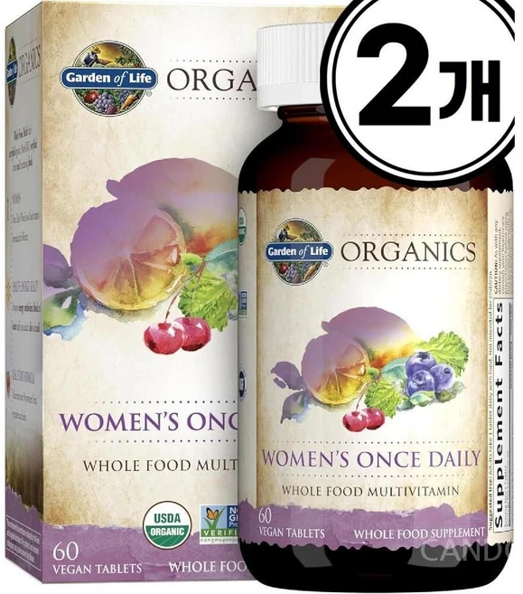 종합 비타민 여성 60정 2통 비오틴 Garden of Life Organics - 쿠팡