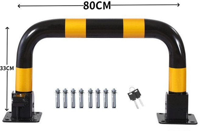 GAPINO U자 열쇠형 접이식 주차금지표지판 볼라드 주차 금지봉, 노란색 및 검은색, 1개