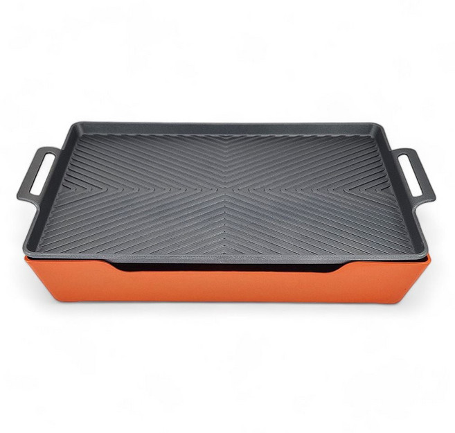 카엔 직사각 특대형 알루미늄 오렌지색 화로 세트 bre+596DP