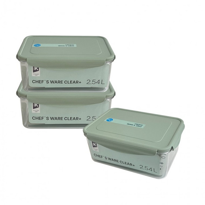 나오유 밀폐용기 국산 뉴 셰프웨어 클리어 플러스 직사각 2.5리터 3개입, 1개, 1ml
