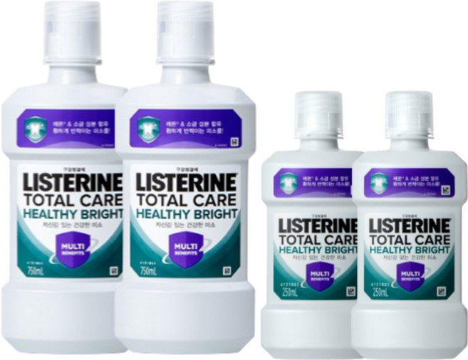 리스테린 토탈케어 헬씨 브라이트 750ml 2개 + 250ml 2개, 리스테린 토탈케어 750ml 2개, 1개