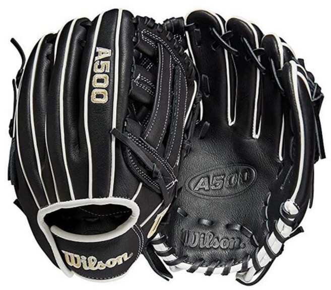 Wilson A500 26.7cm(10.5인치) 유틸리티 청소년 야구 글러브 - 오른손 투구, Right Hand Throw, 블랙/화이트