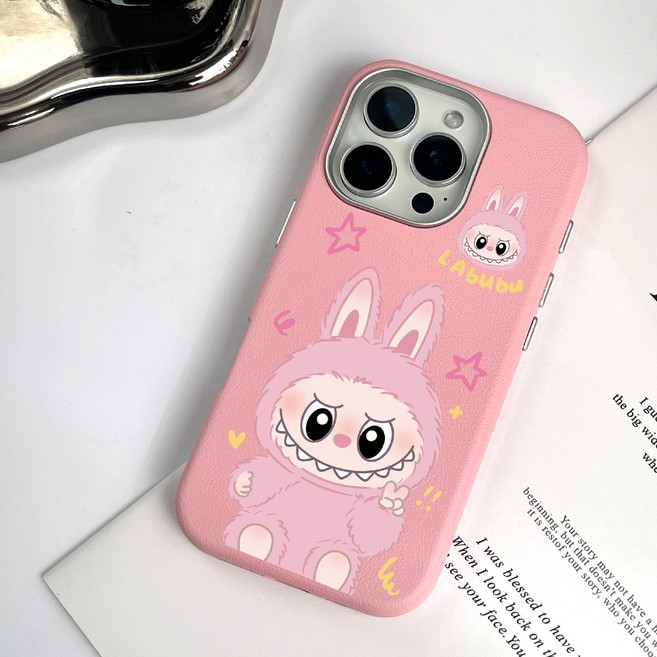 핑크 LABUBU 팬터 메탈 고급스로운 가족 결 폰케이스