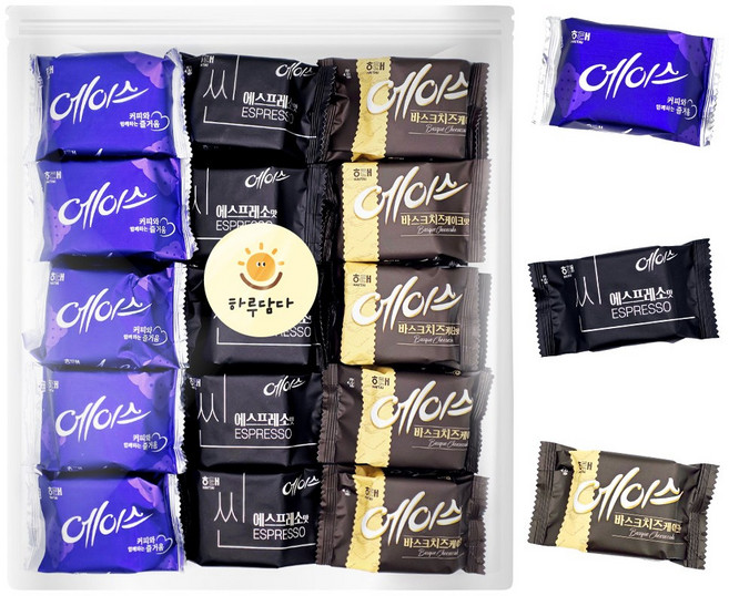 해태 에이스 10p + 에이스씬 에스프레소 10p + 에이스 바스크치즈케이크 10p 개별포장 총30개 대용량 비스킷