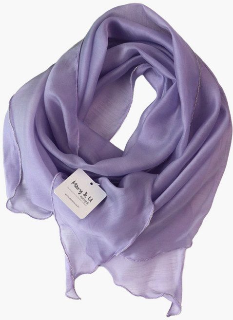 메리앤유 실키 소재 은구슬 트리밍 볼륨 롱 스카프 국산