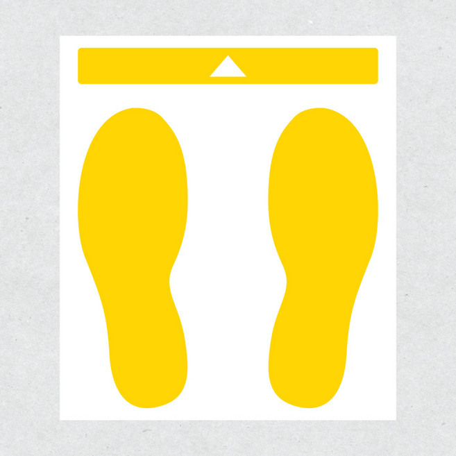 발자국 발바닥 그래픽 스티커 S : 150mm, 옐로우