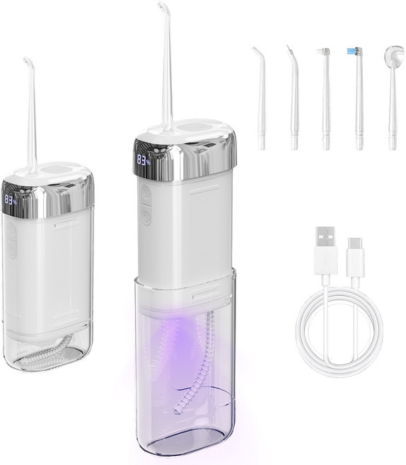 ERANSTAR UV-C 살균 물치실 IPX7방수 휴대용 무선 구강세정기, 화이트, Q5