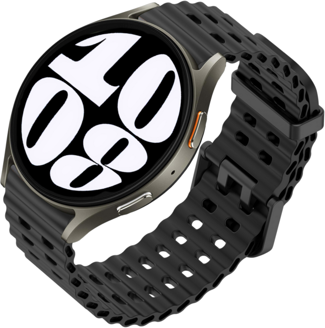 밴드톡 갤럭시워치 호환 7 6 5 4 마린 물결무늬 스포츠 실리콘 스트랩, 블랙