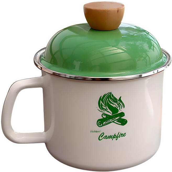 하코야 법랑 원형 핸디포트 그린 세트, 16cm, 1세트