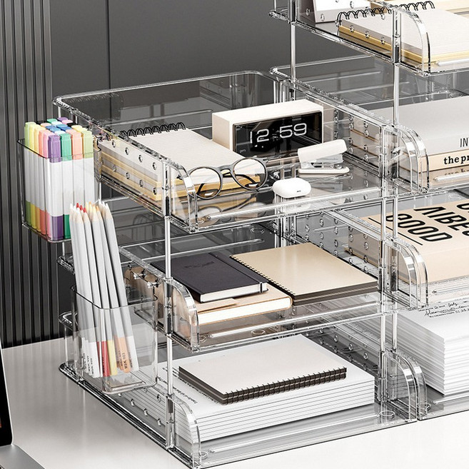 KDNC 탁상용 다층 적층 가능 서류받침, 4단, 투명색