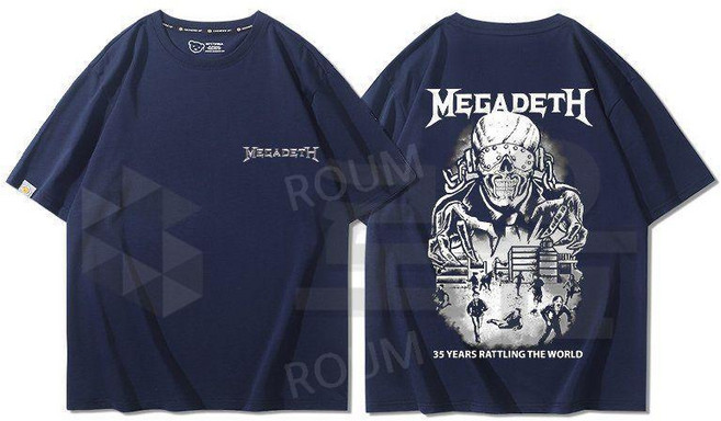 메가데스 MEGADETH 프린트 반소매 남여공용 티셔츠 봄 여름 순면 반팔티 유니섹스