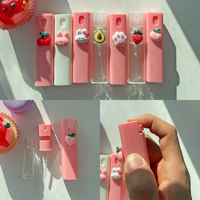 [유유존] 포켓스프레이공병 귀여운 소분 휴대용 과일 동물 향수 미스트, 포켓스프레이공병_핑크복숭아, 1개