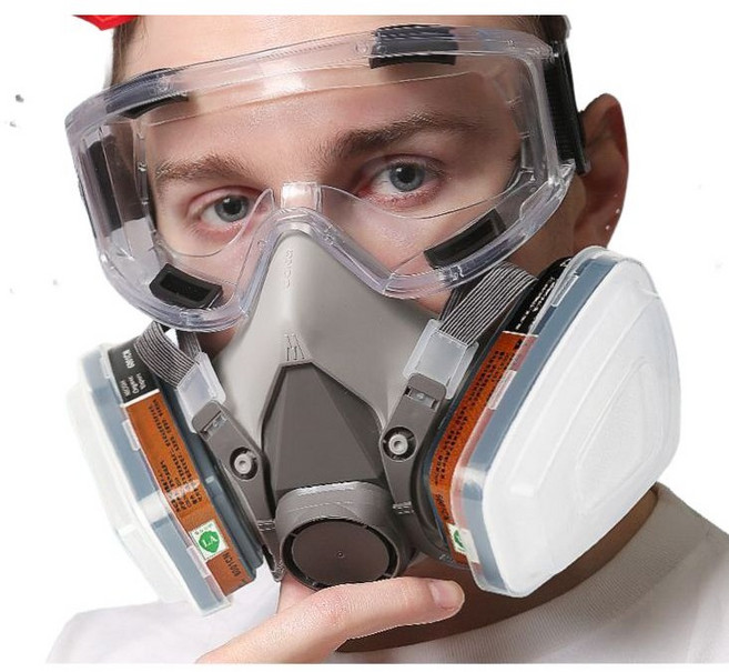 산업용 방진마스크 세트 방독면 농약마스크 분진마스크 방진산업용 먼지마스크 용접마스크 가정용방독면 작업마스크, 방진 마스크 세트 + 보안경 + 20개 면 필터