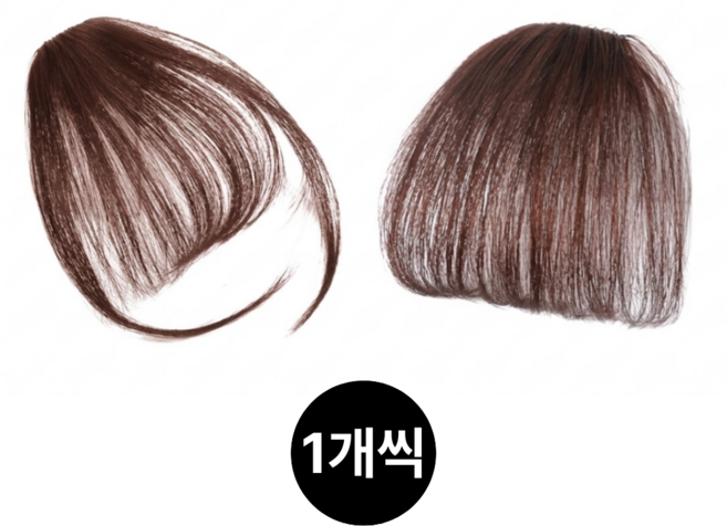 노르타 인모 앞머리 가발 여성 일자머리+사이드뱅, 2개, 다크 브라운