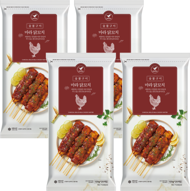 청학동 숯불구이 마라 닭다리살 닭꼬치 2.4kg (120g*20꼬치), 80개, 120g